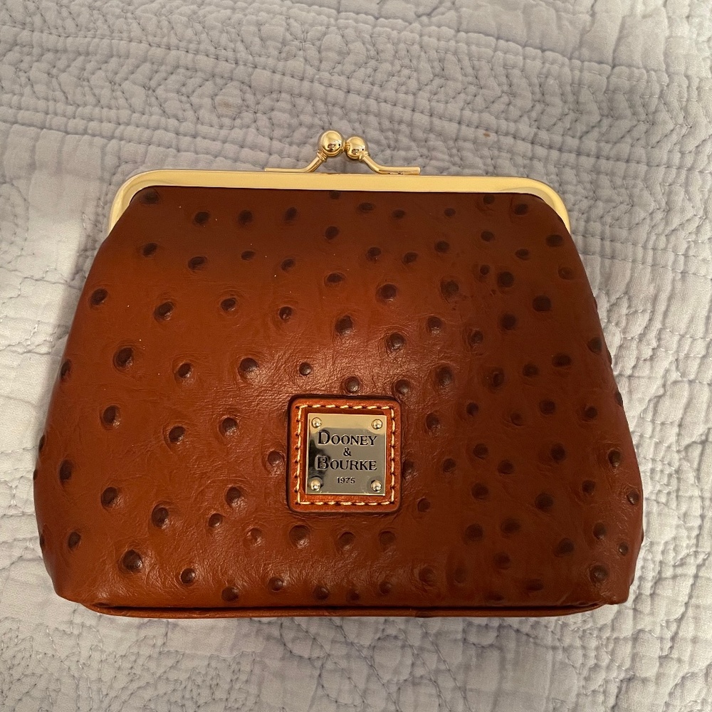 Dooney & Bourke Ostrich Leather Kisslock Wallet/Clutch/Coin Purse NWT